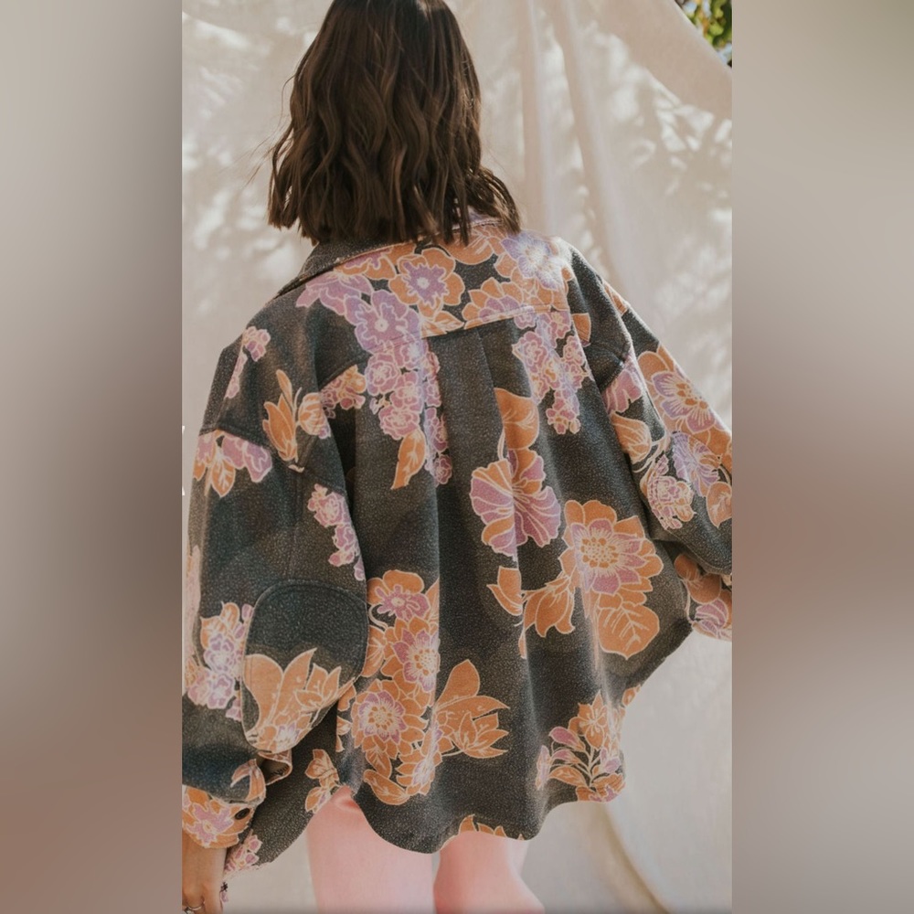 Free People - NWT Printed Ruby Jacket in Charcoal - Picture 2 of 12